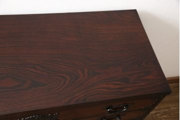 中古　美品　欅産業　牡丹金具付き　着物収納に便利な仙台呉服箪笥(仙台箪笥、衣装箪笥、引き出し)(定価約43万円)(R-056616)
