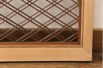 アンティーク建具　松竹梅　二重菱の組子入り彫刻欄間2枚セット(明かり取り、明り取り)(R-056617)