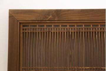 アンティーク建具　枠欅材　細かな細工の上質な格子欄間2枚セット(筬欄間、オサランマ、明かり取り、明り取り)(R-056629)