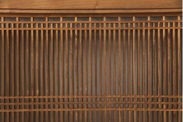 アンティーク建具　枠欅材　細かな細工の上質な格子欄間2枚セット(筬欄間、オサランマ、明かり取り、明り取り)(R-056629)