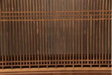 アンティーク建具　枠欅材　細かな細工の上質な格子欄間2枚セット(筬欄間、オサランマ、明かり取り、明り取り)(R-056629)