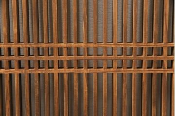 アンティーク建具　枠欅材　細かな細工の上質な格子欄間2枚セット(筬欄間、オサランマ、明かり取り、明り取り)(R-056629)