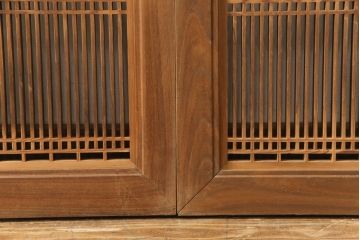 アンティーク建具　枠欅材　細かな細工の上質な格子欄間2枚セット(筬欄間、オサランマ、明かり取り、明り取り)(R-056629)