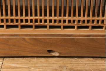 アンティーク建具　枠欅材　細かな細工の上質な格子欄間2枚セット(筬欄間、オサランマ、明かり取り、明り取り)(R-056629)