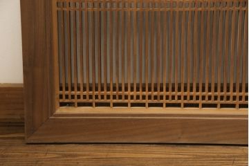 アンティーク建具　枠欅材　細かな細工の上質な格子欄間2枚セット(筬欄間、オサランマ、明かり取り、明り取り)(R-056629)