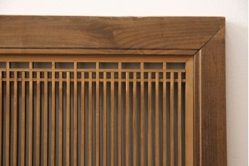 アンティーク建具　枠欅材　細かな細工の上質な格子欄間2枚セット(筬欄間、オサランマ、明かり取り、明り取り)(R-056629)