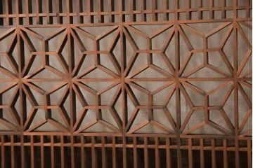 アンティーク建具　緻密な組子細工が美しい組子欄間1枚(明かり取り、明り取り)(R-056630)