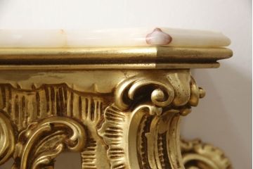 中古　美品　イタリア　ロココ調　SILIK(シリック)　大理石の天板とゴールドの装飾がゴージャス感を高めるコンソールテーブル(サイドテーブル、飾り台)(定価約60万円)(R-056636)