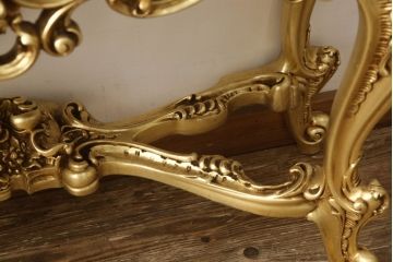 中古　美品　イタリア　ロココ調　SILIK(シリック)　大理石の天板とゴールドの装飾がゴージャス感を高めるコンソールテーブル(サイドテーブル、飾り台)(定価約60万円)(R-056636)