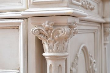イタリアビンテージ　SILIK(シリック)　天板本革製　ハンドメイド　ロココ調の贅沢なデスク(片袖机、ヴィンテージ、在宅用、在宅ワーク)(定価約120万円)(R-056669)