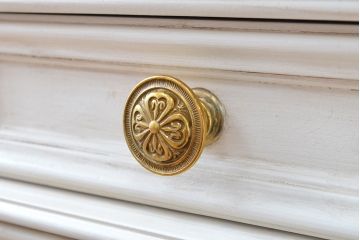 イタリアビンテージ　SILIK(シリック)　天板本革製　ハンドメイド　ロココ調の贅沢なデスク(片袖机、ヴィンテージ、在宅用、在宅ワーク)(定価約120万円)(R-056669)