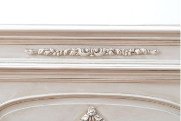 イタリアビンテージ　SILIK(シリック)　天板本革製　ハンドメイド　ロココ調の贅沢なデスク(片袖机、ヴィンテージ、在宅用、在宅ワーク)(定価約120万円)(R-056669)