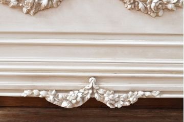 イタリアビンテージ　SILIK(シリック)　天板本革製　ハンドメイド　ロココ調の贅沢なデスク(片袖机、ヴィンテージ、在宅用、在宅ワーク)(定価約120万円)(R-056669)