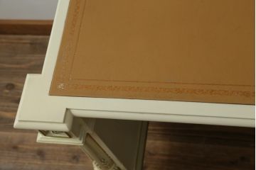 イタリアビンテージ　SILIK(シリック)　天板本革製　ハンドメイド　ロココ調の贅沢なデスク(片袖机、ヴィンテージ、在宅用、在宅ワーク)(定価約120万円)(R-056670)