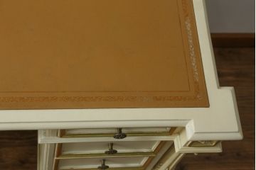 イタリアビンテージ　SILIK(シリック)　天板本革製　ハンドメイド　ロココ調の贅沢なデスク(片袖机、ヴィンテージ、在宅用、在宅ワーク)(定価約120万円)(R-056670)