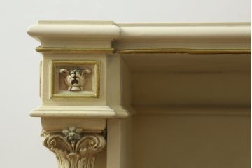 イタリアビンテージ　SILIK(シリック)　天板本革製　ハンドメイド　ロココ調の贅沢なデスク(片袖机、ヴィンテージ、在宅用、在宅ワーク)(定価約120万円)(R-056670)
