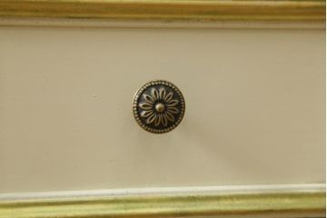 イタリアビンテージ　SILIK(シリック)　天板本革製　ハンドメイド　ロココ調の贅沢なデスク(片袖机、ヴィンテージ、在宅用、在宅ワーク)(定価約120万円)(R-056670)