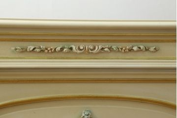 イタリアビンテージ　SILIK(シリック)　天板本革製　ハンドメイド　ロココ調の贅沢なデスク(片袖机、ヴィンテージ、在宅用、在宅ワーク)(定価約120万円)(R-056670)
