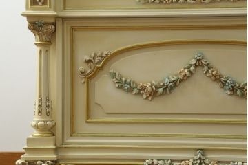 イタリアビンテージ　SILIK(シリック)　天板本革製　ハンドメイド　ロココ調の贅沢なデスク(片袖机、ヴィンテージ、在宅用、在宅ワーク)(定価約120万円)(R-056670)