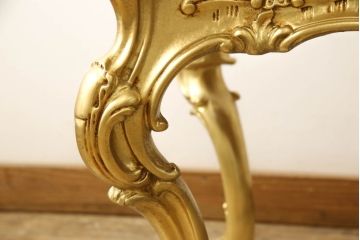 イタリアビンテージ　SILIK(シリック)　ハンドペイント・ゴールド　ロココ調の贅沢なセンターテーブル(ローテーブル、ソファテーブル、ヴィンテージ)(定価約32万円)(R-056673)