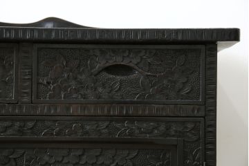 ビンテージ　軽井沢彫り　ダイナミックな桜の彫刻が目を引くサイドボード(収納棚、キャビネット、戸棚、ヴィンテージ)(R-056711)