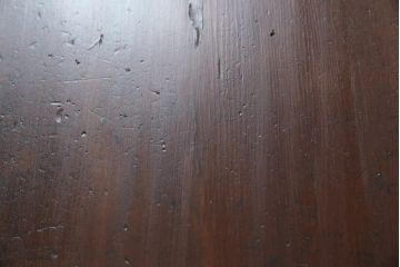 和製アンティーク　三方栗材　引き出しがたっぷり付いた桜金具の両袖机(文机、座机、デスク、在宅用、在宅ワーク)(R-056712)