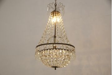 フランスアンティーク　煌びやかなガラスが美しいシャンデリア(天井照明、吊り下げ照明)(R-056715)