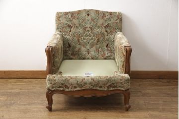 中古　美品　DREXEL HERITAGE(ドレクセルヘリテイジ)　Upholstery(アップホルスタリー)　エレガントな花柄の1人掛けソファ(アームソファ、一人掛け)(定価約55万円)(R-056718)