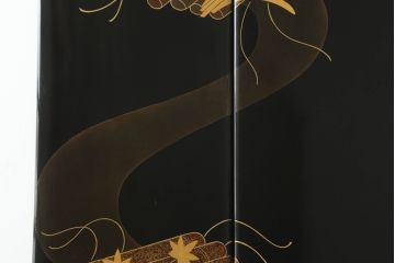 中古　美品　輪島塗り　趣ある蒔絵と螺鈿が美しい鏡台(三面鏡、ミラー、ドレッサー)(定価推定150万円)(R-056739)