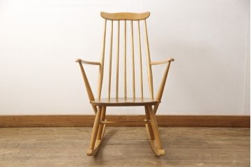 イギリスビンテージ　ERCOL(アーコール)　ナチュラルでおしゃれなゴールドスミスロッキングチェア(アームチェア、椅子、イス、ヴィンテージ)(R-056741)