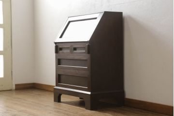 ビンテージ　民芸家具風　収納兼デスクに活躍!シックで上品なライティングビューロー(チェスト、キャビネット、作業台、ヴィンテージ、在宅用、在宅ワーク)(R-056751)