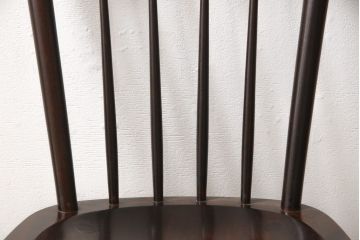 ビンテージ　松本民芸家具　#55型　レトロで温かみ漂うスピンドルチェア2脚セット(木製イス、ダイニングチェア、椅子)(R-056752)