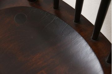 ビンテージ　松本民芸家具　#55型　レトロで温かみ漂うスピンドルチェア2脚セット(木製イス、ダイニングチェア、椅子)(R-056752)