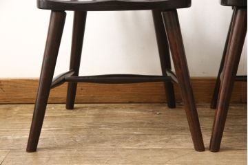 ビンテージ　松本民芸家具　#55型　レトロで温かみ漂うスピンドルチェア2脚セット(木製イス、ダイニングチェア、椅子)(R-056752)