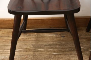 ビンテージ　松本民芸家具　#55型　レトロで温かみ漂うスピンドルチェア2脚セット(木製イス、ダイニングチェア、椅子)(R-056752)