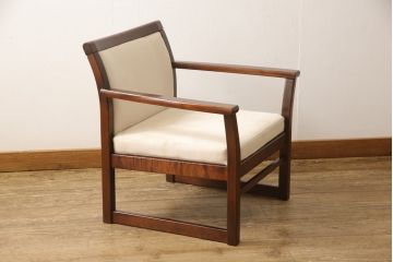 ビンテージ　モリシゲ(MORISHIGE/森繁)　艶やかな木肌で高級感ただようラウンジチェア(座敷椅子、イス、1人掛けソファ)(R-056767)