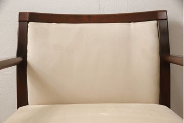 ビンテージ　モリシゲ(MORISHIGE/森繁)　艶やかな木肌で高級感ただようラウンジチェア(座敷椅子、イス、1人掛けソファ)(R-056767)