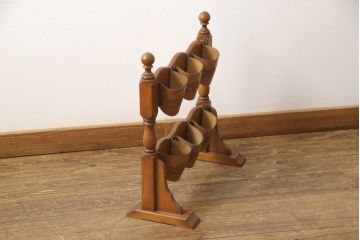中古　希少!!　横浜ダニエル(daniel)　レザー　カントリースタイルの空間を演出するスリッパラック(スリッパ立て、革)(R-056770)