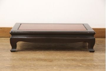 和製アンティーク　天板に上質な花梨鳥眼杢材が使われた和風の花台(飾り台、葡萄杢)(R-056776)
