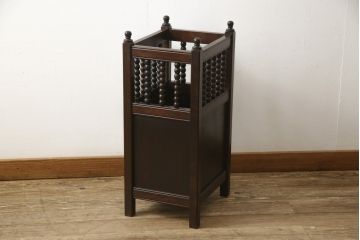 ビンテージ　松本民芸家具　クラシカルなろくろ飾り付きの傘立て(カサ立て、スタンド、ヴィンテージ)(R-056777)