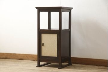 中古　美品　松本民芸家具　上品な和の趣き漂うA型電話台(花台、サイドテーブル、飾り台、収納棚)(定価約9万円)(R-056778)