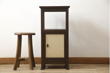 中古　美品　松本民芸家具　上品な和の趣き漂うA型電話台(花台、サイドテーブル、飾り台、収納棚)(定価約9万円)(R-056778)