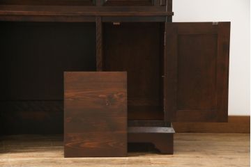 中古　希少　北海道民芸家具　重厚感たっぷりのクラシカルなライティングビューロー(デスク、在宅ワーク、両袖机)(R-056795)
