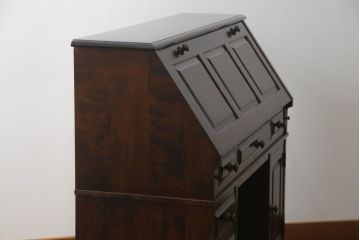 中古　希少　北海道民芸家具　重厚感たっぷりのクラシカルなライティングビューロー(デスク、在宅ワーク、両袖机)(R-056795)