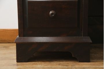中古　希少　北海道民芸家具　重厚感たっぷりのクラシカルなライティングビューロー(デスク、在宅ワーク、両袖机)(R-056795)