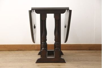 ビンテージ　松本民芸家具　28型　天板を折り畳みできるクラシカルなゲートレッグテーブル(バタフライ卓)(ダイニングテーブル、バタフライテーブル、ヴィンテージ)(R-056821)