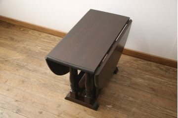 ビンテージ　松本民芸家具　28型　天板を折り畳みできるクラシカルなゲートレッグテーブル(バタフライ卓)(ダイニングテーブル、バタフライテーブル、ヴィンテージ)(R-056821)