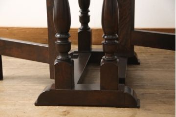 ビンテージ　松本民芸家具　28型　天板を折り畳みできるクラシカルなゲートレッグテーブル(バタフライ卓)(ダイニングテーブル、バタフライテーブル、ヴィンテージ)(R-056821)