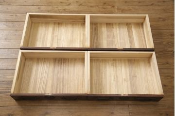 中古　民芸家具　ヒノキ材天板と脚か台輪を取り付けてリメイク!シックな和風サイドボード(和箪笥、テレビ台、テレビボード)(R-056826)