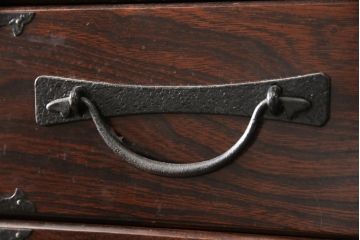 中古　民芸家具　ヒノキ材天板と脚か台輪を取り付けてリメイク!シックな和風サイドボード(和箪笥、テレビ台、テレビボード)(R-056826)